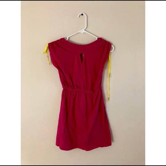 🌴 BEBE 🌴 Hot Pink/Yellow Beach Coverup - Picture 2 of 4